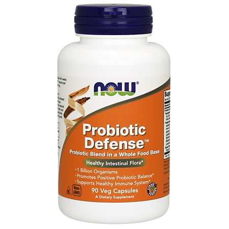 NOW Supplements, Probiotic Defense, Probiotic Blend in a Whole Food Base with 1 Billion Organisms, 90 Veg