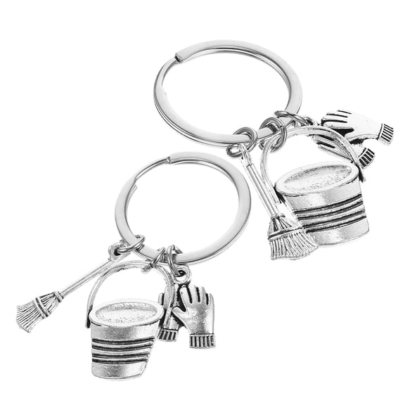 KONTONTY 2Pcs Silver Alloy Keychains Versatile Durable Metal Key Rings Pendant for Key Storage