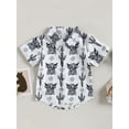 thumbnail image 2 of Wassery Western Baby Boys Clothes Bull Print Shirt Short Sleeve Lapel Shirt Boho Cowboy Tops Toddler Gentleman Summer Outfits 6M-4T, 2 of 8