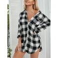 Sprifallbaby Womens Long Sleeve Nightgowns Plaid Button down Night