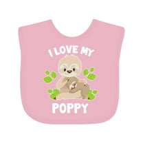 Inktastic Cute Sloth I Love My Poppy with Green Leaves Boys or Girls Baby Bib