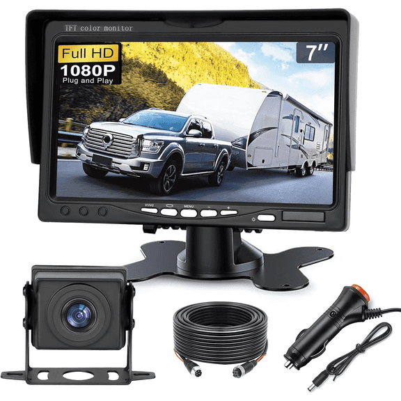 Backup Camera, 7 Inch HD 1080P Reverse Rear View Camera 150° Wide Angle Wired Back up Camera System for Truck Car Trailer Camper Tractor