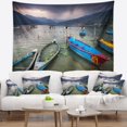 DESIGN ART Designart 'Boats near Pokhara Lake' Boat Wall Tapestry
