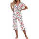 thumbnail image 2 of Puntoco Pijamas para mujer Conjunto de pijama y pantalón de manga corta con cuello en V para mujer Pijamas casuales con bolsillos, 2 of 5