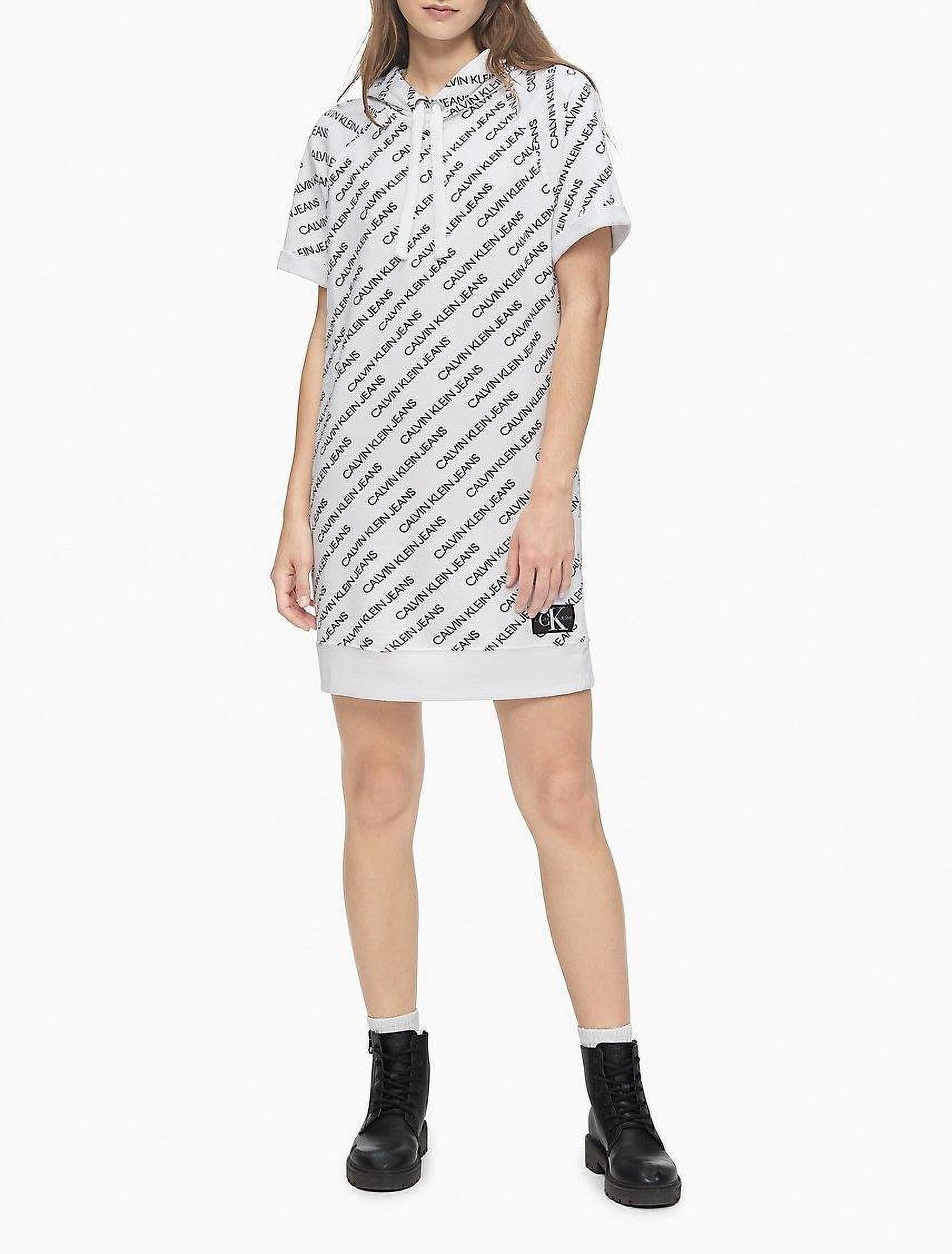 Print Rolled Sleeve Sweatshirt Dress 