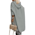 thumbnail image 3 of Langwyqu Solid Color Autumn Winter Open Front Casual Loose Hooded Cardigan Hooded Outerwear, 3 of 5