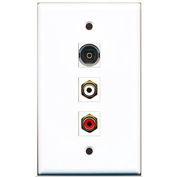 RiteAV - 1 Port RCA Red and 1 Port RCA White and 1 Port Toslink Wall Plate