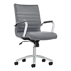 Sharp Series Leather - Realspace® Modern Comfort Series Winsley Bonded Leather Mid-Back Chair, Gray