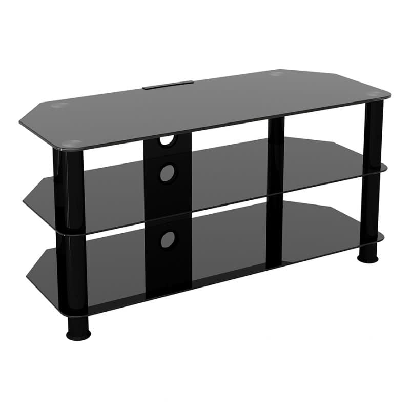 AVF Group Classic Corner Glass TV Stand with Cable Management, Black