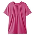 thumbnail image 2 of Arlun Girls Pleated T Shirts Kids Crew Neck Short Sleeve Soft Comfortable Fashion Pullover Tops Solid Color Tees 5-14 Years Hot Pink 150, 2 of 9
