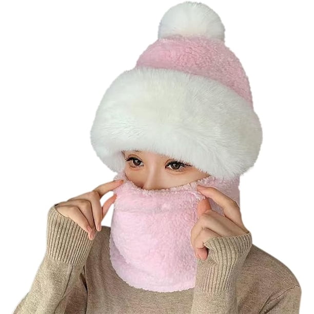 Bufanda y gorro a prueba de viento para mujer 2 en 1, bufanda de franela para mujer, gorro de esquí cálido para invierno, gorro de ciclismo, bufanda, gorro, protección para las orejas,
