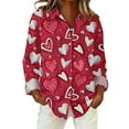 thumbnail image 3 of Gkeoshab Valentine's Day Waffle Knit Shirt for Women Long Sleeve V-Neck Blouse Textured Top Red S, 3 of 7