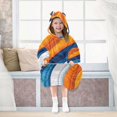 thumbnail image 7 of FORMRS Wearable Blanket Hoodie with Sleeves for Kids Cozy Flannel Sweatshirt, Orange Abstract Wavy, 7 of 7