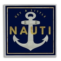Stupell Industries Get Nauti Witty Nautical Anchor Phrase Typography Graphic Art Gray Framed Art Print Wall Art, Design by Graffitee Studios