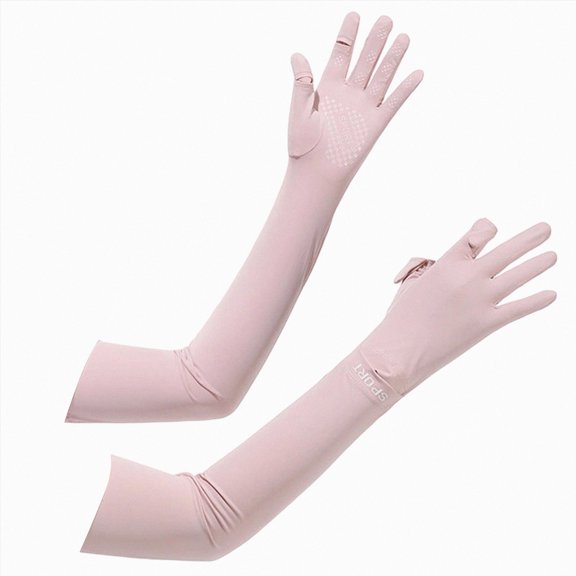 CAUYDY UV Long Sun Gloves Women's Sunblock Driving Gloves Non Slip Full Finger Arm Sun Protective for Outdoor Sports(L101-Pink,One Size)