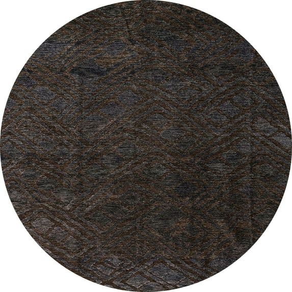Ahgly Company Indoor Round Abstract Gray Abstract Area Rugs, 4' Round