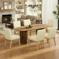 thumbnail image 4 of EOP Dining Chairs Set of 2, Modern Upholstered Fabric Dining Room Chairs, Armless Kitchen Side Chairs with Wood Legs and Padded Seat for Living Room, Bedroom, Kitchen, Beige, 4 of 9