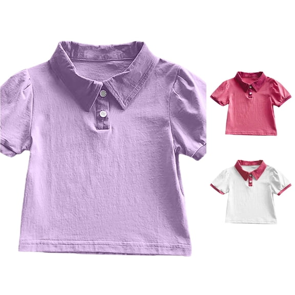 JAJAHO Girls Polo Shirt Back To School Cotton Short Sleeve Collar Shirts For Kids Toddlers 1-7Y