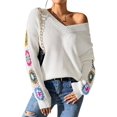 thumbnail image 3 of Suéteres de Punto de Larga con Estampado Floral Bohemio Clásico para Mujer, Estilo Informal, para Otoño e Invierno 2025. S, 3 of 10