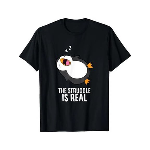 Velto Tired Penguin Pajamas Lazy Penguin Struggle is Real Themed Men's T-Shirt All Size S-5XL