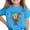 Blue, variant on Girls Graphic Tee Vintage Wildflower Bouquet Shirt Soft Stretchy Crewneck Kids Short Sleeve Blue,Size 4-5T