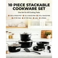 thumbnail image 5 of Gotham Steel Stackmaster Pots and Pans Set, 10 Piece Cookware Set, Stackable Design with Nonstick Cast Texture Coating, Includes Skillets, Sauce Pans, Stock Pots and Utensils, Dishwasher Safe, Black, 5 of 6