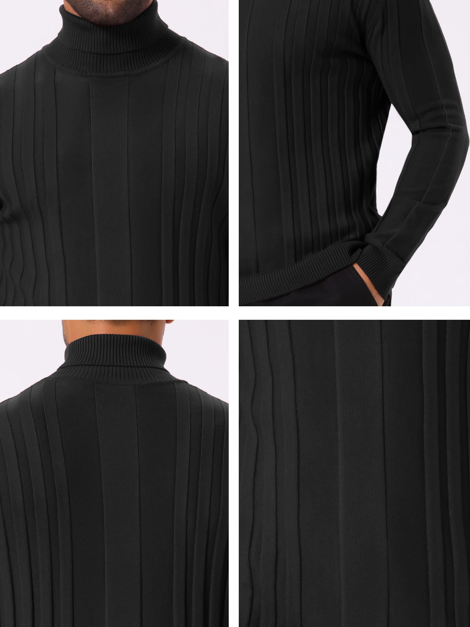 DARING DIVA Men's Solid Turtle Neck Warm Knitted Pullover Sweater 2XL Black