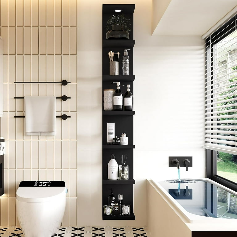 6-Tier Floating Wall Shelf With LED Lights – Modern Display & Storage