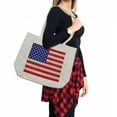 thumbnail image 2 of USA Shopping Bag, Fourth of July Independence Day Burlap Looking Retro Vintage Country Pastel Color, Eco-Friendly Reusable Bag for Groceries Beach and More, 15.5" X 14.5", Cream, by Ambesonne, 2 of 2