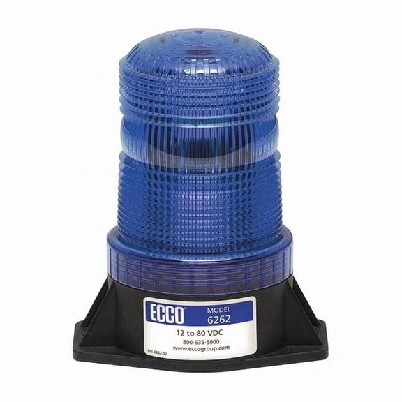 Ecco Beacon Light, Blue, 12-80V DC, 80 FPM, 3 7/8 in Dia., Permanent 6262B