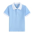 thumbnail image 4 of mgoYE Boys School Shirts Boys' School Uniform Short Sleeve Polo Shirt, Button Closure(Sky Blue,8-9 Years), 4 of 4