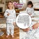 thumbnail image 1 of Conjuntos de blusas y camisas de cuello redondo y manga larga para niños, conjunto de dos piezas informal de manga larga con estampado a color y dibujo a mano DIY con cintura elástica, conjunto de pol, 1 of 8