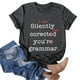 thumbnail image 2 of Gibobby Blusa de Trabajo de Manga Corta Estampado Camiseta corta Mangas Camiseta Blusa Letras O-cuello Túnica Tops Tops Blusa Casual Mujer Mujer Blusa(Gris oscuro,XL), 2 of 5