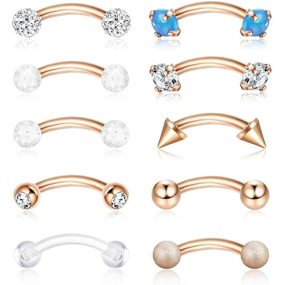 16G Eyebrow Lip Belly Button Rings Rook Earrings Daith Helix Piercings Barbell Body Jewelry