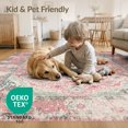 thumbnail image 4 of ODIKA 8'x10' Washable Area Rug Durable, Non-Slip Quicksand Vintage Scroll Border Distressed Ornate Print Pink for Living Room, Under Sectional, Family, 4 of 7