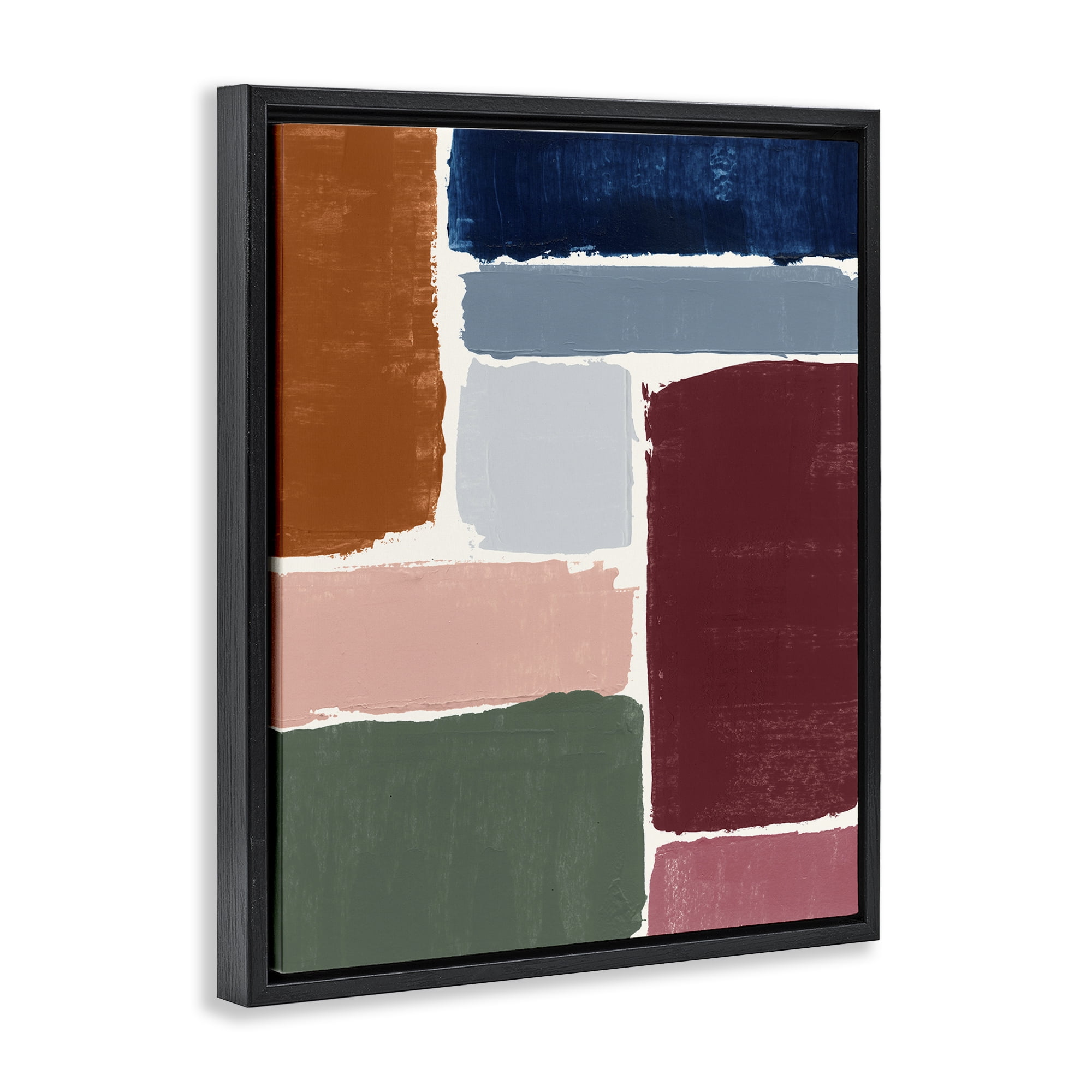 Stupell Industries Asymmetrical Shapes Pattern Abstract Painting Black Floater Framed Canvas Art Print Wall Art, 17 x 21