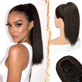 thumbnail image 1 of Yanonmyfd Black Straight Drawstring Ponytail Extension - 28 Inch Long Straight Drawstring Ponytail Extension Natural Looking Fluffy Soft Synthetic Cheer Posh Pony Tails Hairpieces Daily Party, 1 of 38