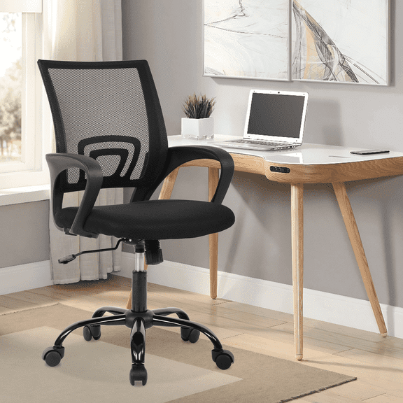 Dkelincs Mesh Office Chair Ergonomic Adjustable Computer Desk Chair with Lumbar Support & 360°Swivel for Home Office Task, Black