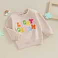 thumbnail image 2 of Bagilaanoe Toddler Baby Girl Boy Casual Sweatshirt Long Sleeve Letter Embroidered Pullover 18M 24M 3T 4T 5T 6T Kids Loose Tee Tops, 2 of 7