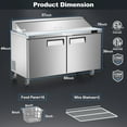 thumbnail image 6 of Coolski 60’’ Wide Commercial Salad Bar Refrigerator, Stainless Steel Refrigerated Sandwich Salad Prep Table with 2 Doors 16 Pans, Large Capacity ETL NSF Approved, 6 of 8