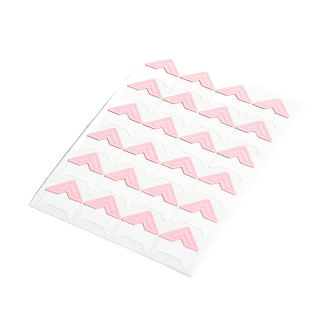 Transemion 24pcs Paper Durable And Tear-resistant Corner Stickers For Photo Album Easy To Replace Durability pink