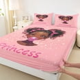 thumbnail image 4 of Castle Fairy Black Cute Princess Bed Sheets 4-Piece,Dreamy Glitter Print Full Size Sheets,Pink Silver Brown,1 Fitted Sheet, 1 Flat Sheet and 2 Pillowcases, 4 of 6