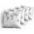thumbnail image 5 of Ambesonne Grey Throw Pillow Cover 4 Pack, World Map Continents Earth, 24", White Grey, 5 of 7