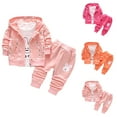 thumbnail image 4 of ZACPNCV Clothes for Girls Jacket Pant Set Button Base Shirt Sweatshirt Pants 3 Piece Outfits Hot Pink 2-3 Years, 4 of 4