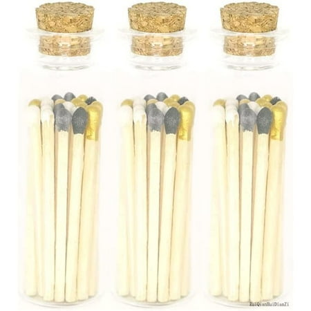 

New Year s Blend Tip Decorative Matches | 60 Small Premium Wooden Safety Matches | 3 Jars Of 20 Matches Each With Striker On Bottom | Home Decor
