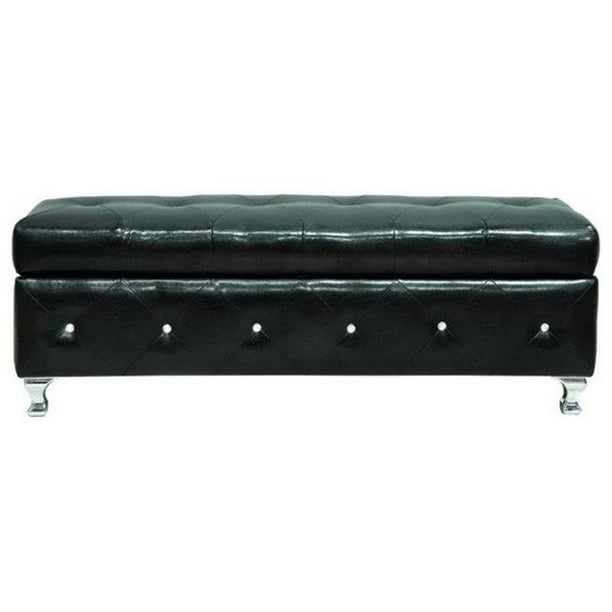 Synthetic Leather Storage Bench, Black Leather Storage Bench Seat