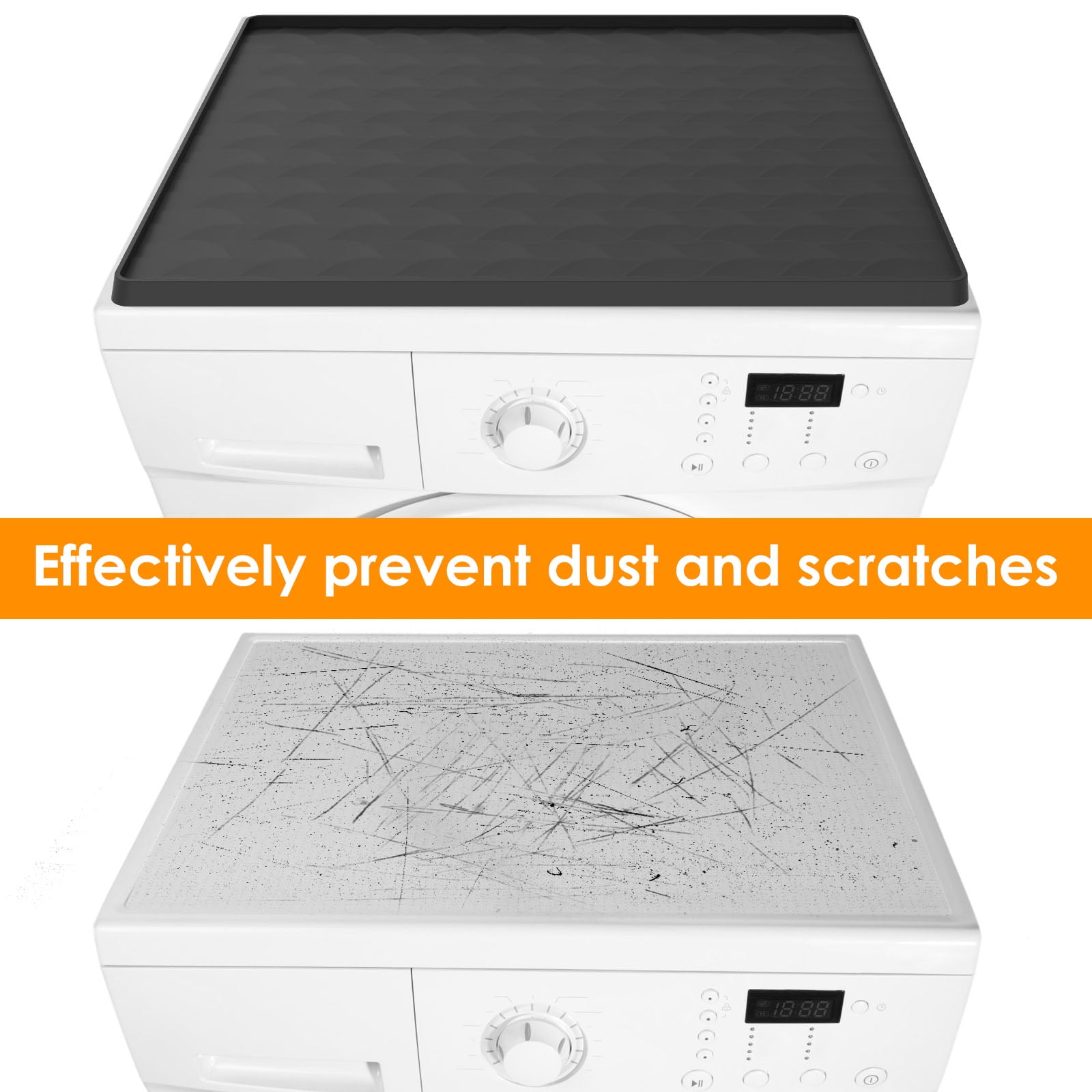 Silicone Washer Dryer Top Protector Mat Waterproof Dustproof Cover (black )