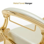BarberPub Heavy Duty Barber Chair with Headrest, All Purpose Antique Hydraulic Reclining Salon Chair, White with Gold Frame