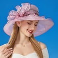 thumbnail image 5 of Fgnfyis Elegant Womens Wide Brim Sun Hat Floral Design Summer Beach Dress Hat for Outdoor Wedding Shower Purple One Size, 5 of 7