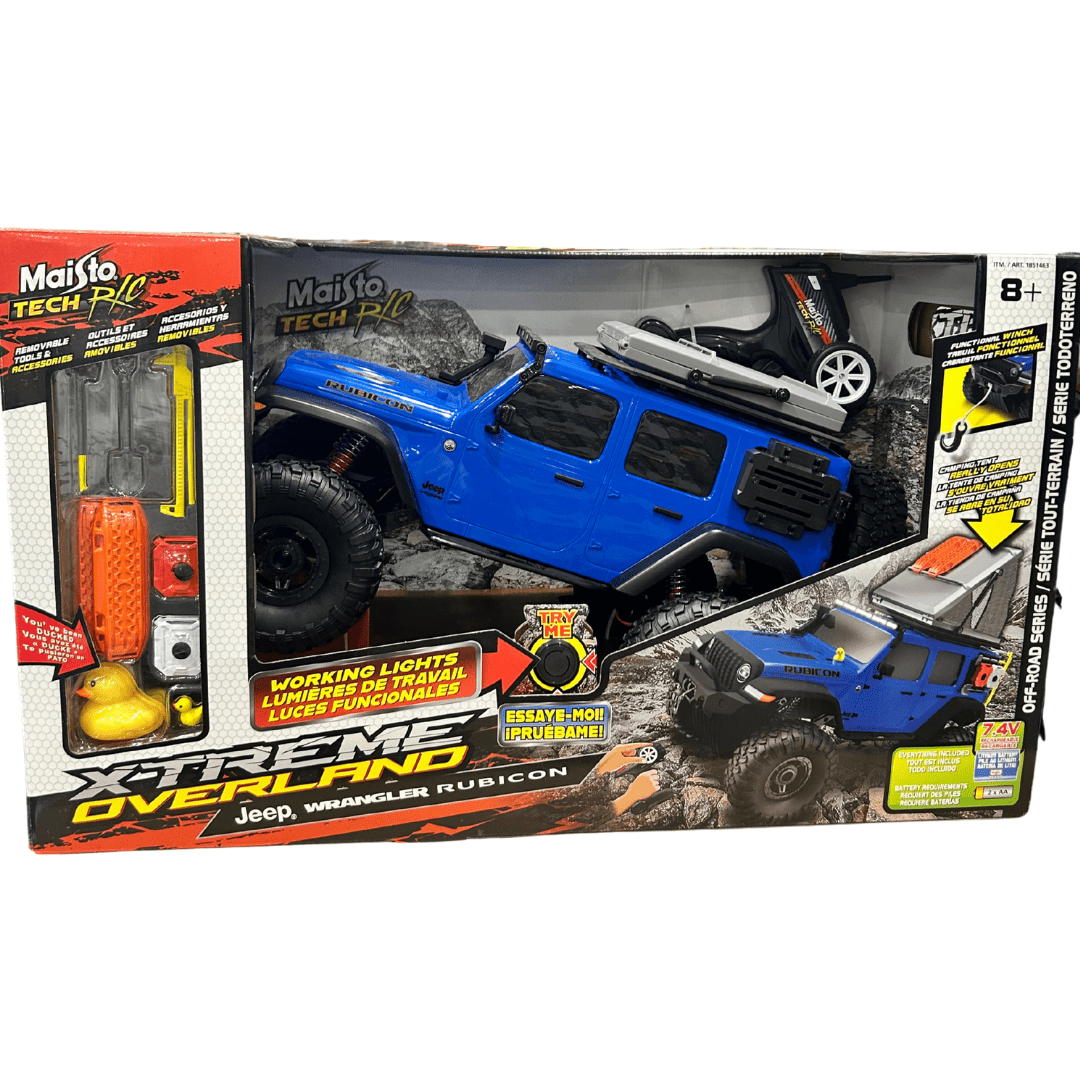 Maisto Tech RC Jeep Wrangler Rubicon Blue – 19 Inch Xtreme Overland Off-Road Truck with Lights